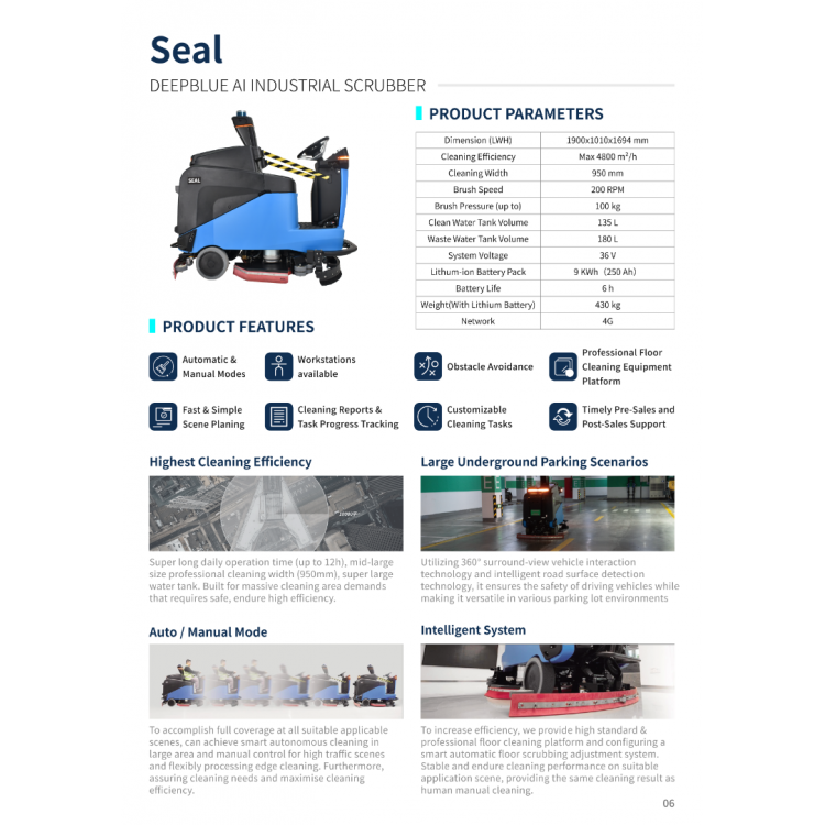 AI Industrial Floor Scrubber Robot - Seal