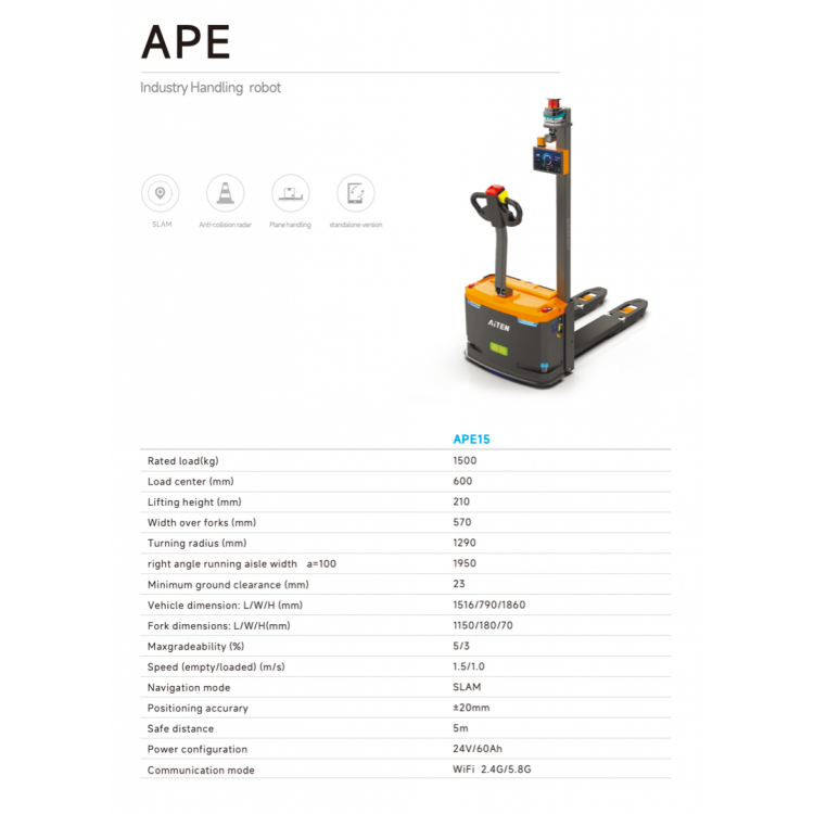 Industry Handling Robots - AITEN APE15 Forklift Robots